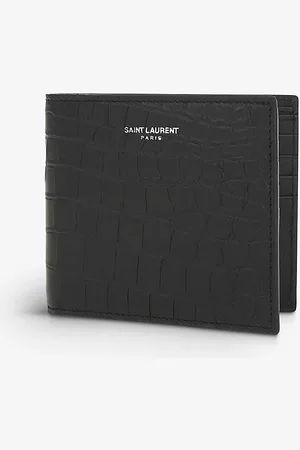 Saint Laurent Branded Crocodile-embossed Leather Wallet