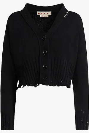 Marni Distressed V-neck Cotton-knit Cardigan