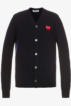 Comme des Garçons Heart-embroidered Wool Cardigan