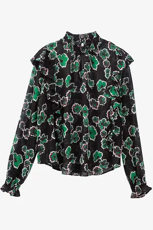 IKKS Floral-print Ruffled Woven Blouse