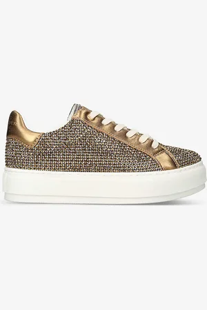 Kurt Geiger Laney Crystal-embellished Woven Low-top Trainers