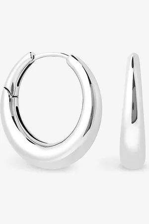 Astrid & Miyu Dome Rhodium-plated Recycled Sterling- Hoop Earrings