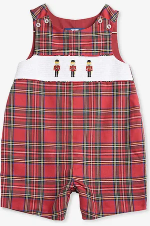 FrenchTrotters Archie Nutcracker-embroidered Tartan Cotton Romper 3-24 Months