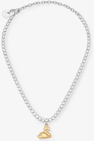 Marni Swan Brass and Crystal Pendant Necklace