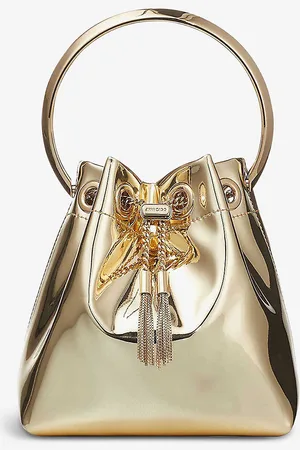 Jimmy Choo Bon Metallic-woven Top-handle Bag
