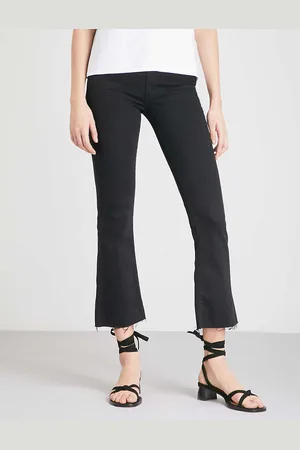 Mother Hustler Ankle Fray Flared High-rise Jeans