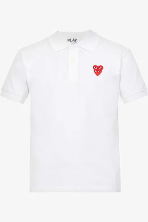 Comme des Garçons Overlap Heart-print Cotton Polo Shirt