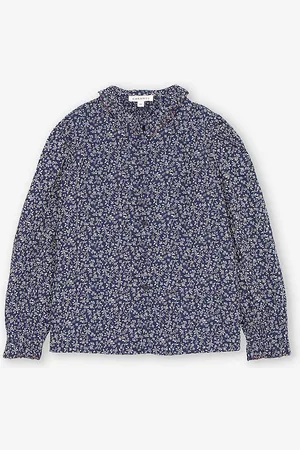 Caramel Madison Floral-print Long-sleeve Cotton Blouse 3-12 Years