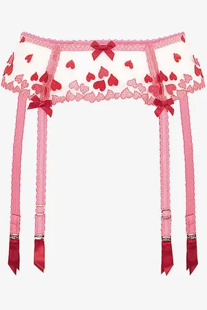 Agent Provocateur Cupid Bow-embellished Semi-sheer Mesh Suspender Belt