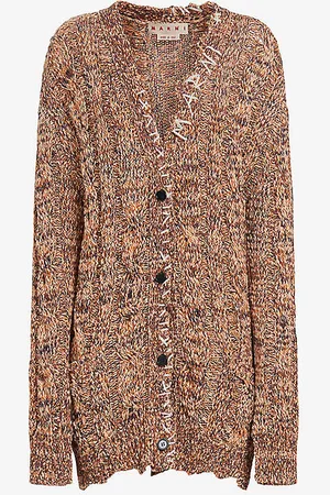 Marni Distressed V-neck Wool-blend Cardigan