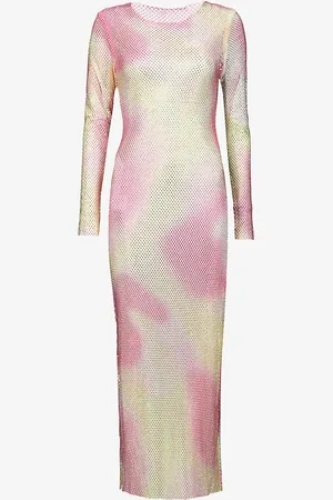 Amy Lynn Rhinestone-embellished Semi-sheer Chainmail Midi Dress