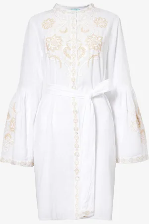 Melissa Odabash Everly Embroidered-front Cotton and Linen-blend Cover-up