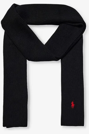 Ralph Lauren Brand-embroidered Ribbed Wool Scarf