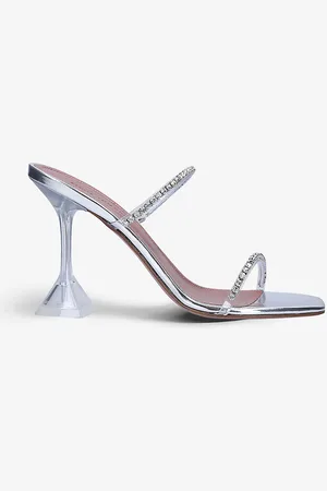 Amina Muaddi Gilda Crystal-embellished Leather Heeled Mules
