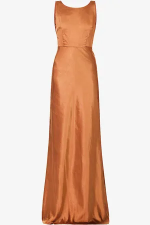 Six Stories Cowl-back Sleeveless Satin Maxi Dress