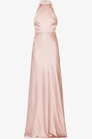 Six Stories Halterneck Slim-fit Satin Maxi Dress