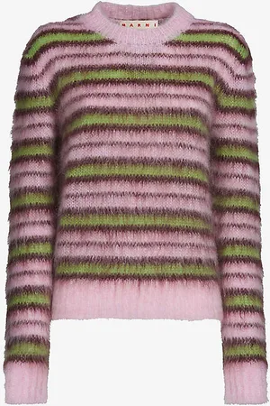 Marni Striped-pattern Ribbed-trim Wool-blend Jumper