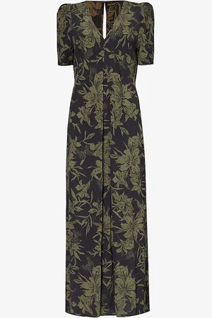 IKKS Floral-print V-neckline Woven Maxi Dress