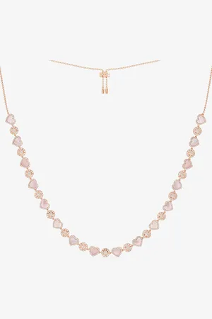 APM Monaco Heart Rose Alloy, Cubic Zirconia and Pink Nacre Pendant Necklace
