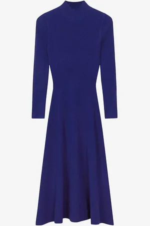 Reiss Zena Lace Cut-Out Midi Dress, Navy Blue