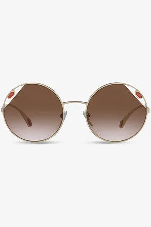 Bvlgari Bv6159 54 Serpenti Round-frame Metal Sunglasses