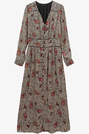 IKKS Paisley and Leopard-print V-neck Recycled-polyester Maxi Dress