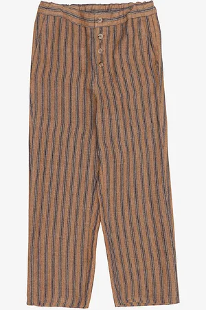 Caramel Erodium Round-pocket Linen Trousers 3-12 Years