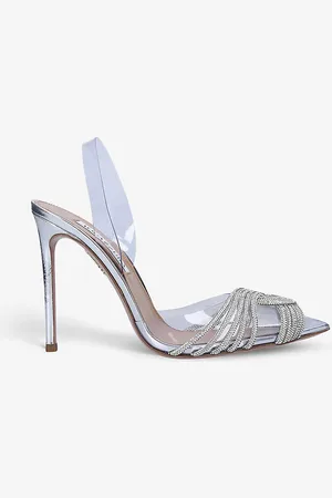 Aquazzura Gatsby Crystal-embellished Leather and Pvc Slingback Courts