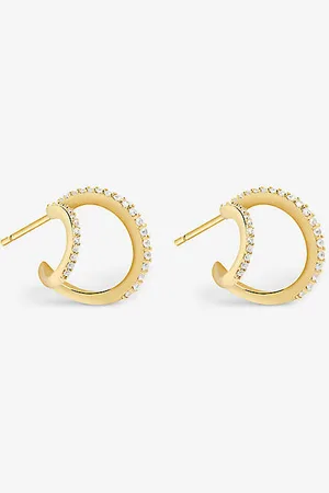 Astrid & Miyu Illusion 18ct Yellow -plated Sterling Silver and Cubic Zirconia Hoop Earrings