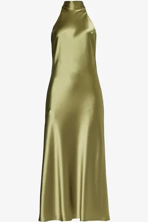 GALVAN Sienna Halterneck Satin Midi Dress