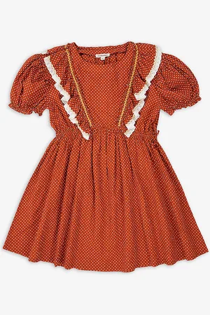 Caramel Orca Polka Dot Cotton Dress 3-12 Years