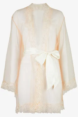 Agent Provocateur Lindie Floral Trim Mesh Dressing Gown