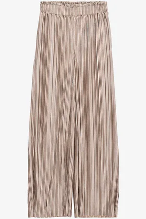 IKKS Metallic-pleated Wide-leg Mid-rise Recycled-polyester Trousers