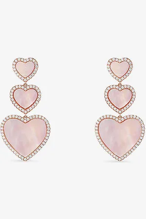 APM Monaco Eternelle Pink Nacre, Cubic-zirconia Heart 18ct Gold-plated Earrings