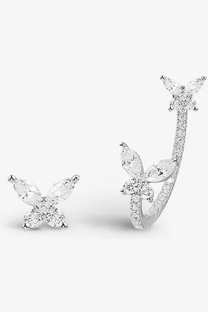 APM Monaco Asymmetric Butterfly Sterling- and Zirconia Stud Earrings