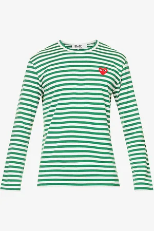 Comme des Garçons Stripe-pattern Brand-embroidered Cotton-jersey T-shirt