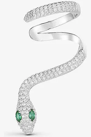 APM Monaco Serpent Sliding Sterling- , Zirconia and Nano Cuff Earring