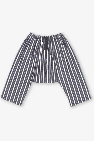 Caramel Linum Stripe-pattern Elasticated-waist Cotton Trousers 1-2 Years