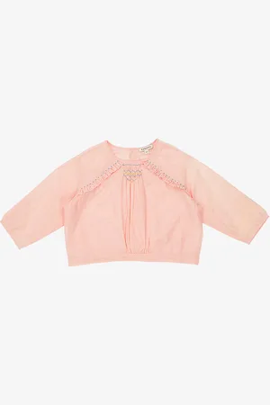 Caramel Krill Cropped Cotton-blend Blouse 3-24 Months