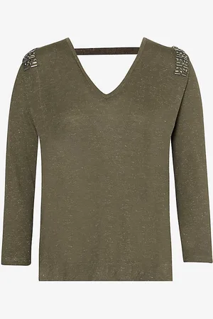 IKKS Bead-embellished Metallic Stretch-woven Jumper