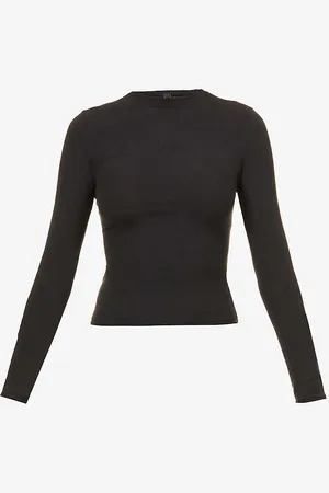 SKIMS Round-neck Long-sleeve Stretch-cotton Jersey Top