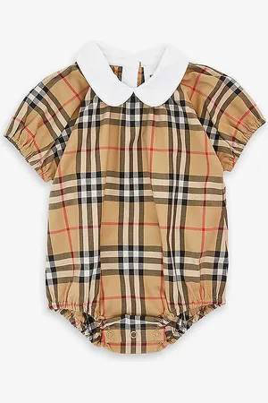 Burberry Check-print Stretch-cotton Romper 1-12 Months