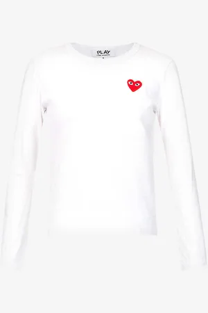 Comme des Garçons Heart-appliquéd Cotton-jersey Top
