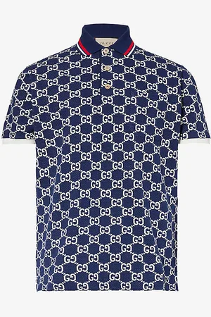 Gucci Monogram-pattern Striped-trim Cotton Polo Shirt