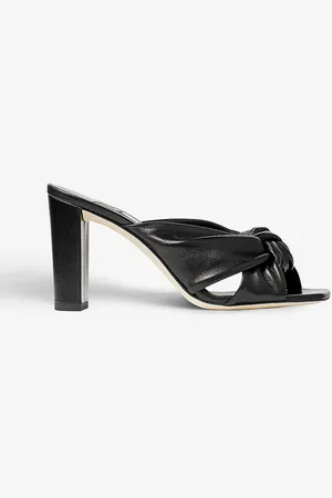 Jimmy Choo Avenue 85 Knot-embellished Leather Heeled Mules