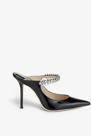 Jimmy Choo Bing 100 Crystal-embellished Patent-leather Heeled Mules