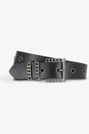 The Kooples Chain-embellished Logo-embossed Leather Belt