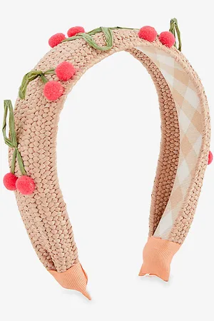 Meri Meri Cherry-embellished Raffia Hairband