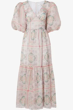By Malina Freya Abstract-print Silk Maxi Dress