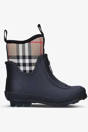 Burberry Mini Flinton Checked Rubber Rain Boots 4-9 Years